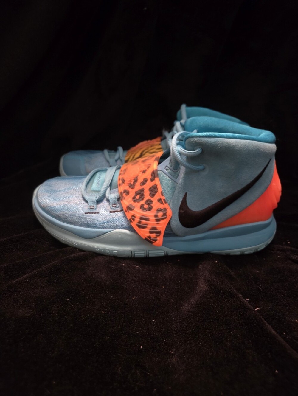 Nike Teal High-Top Shoes with Neon Orange Leopard Strap